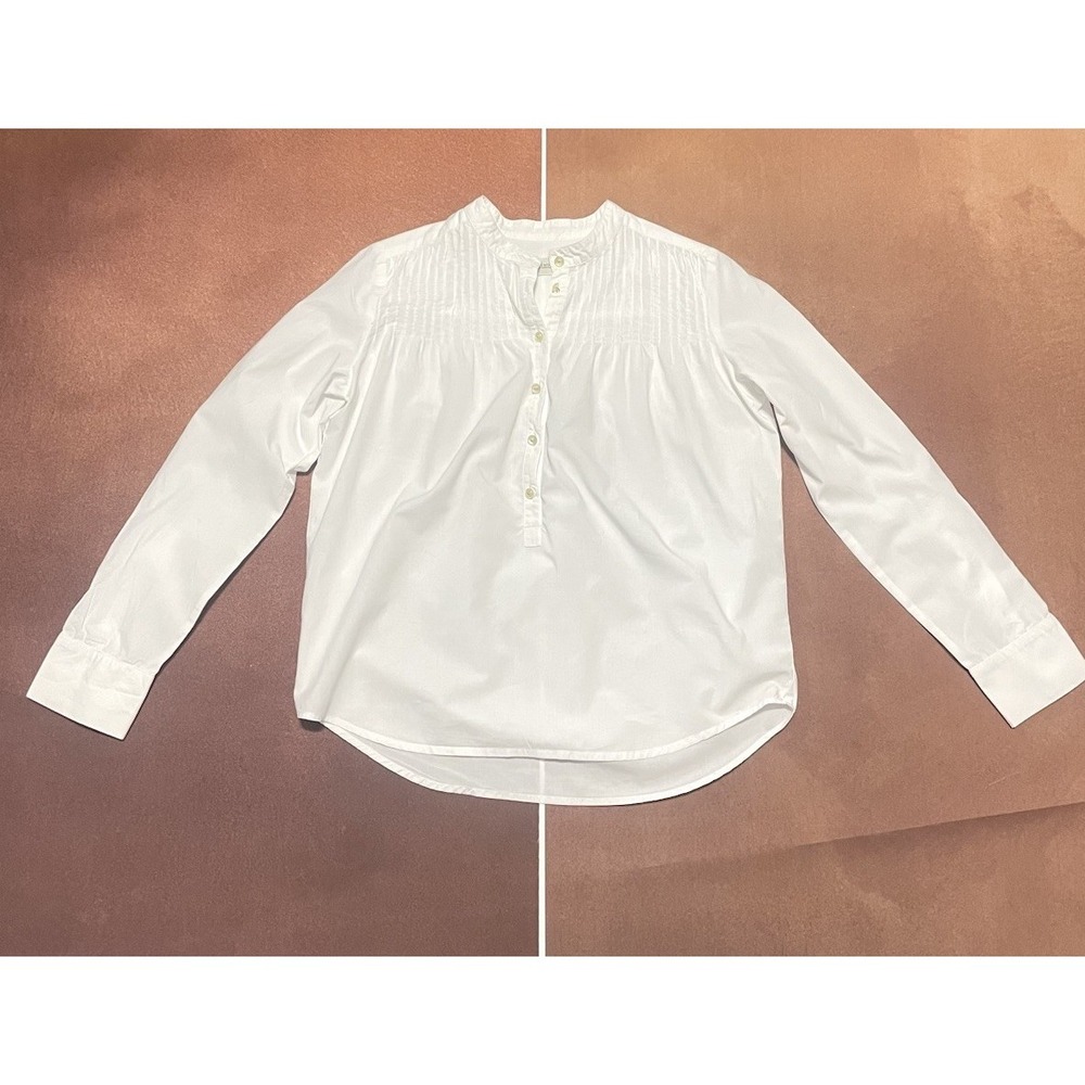 Pringle Of Scotland White Woman's Woven Pullover Shirt Size 8 Old Money Classic